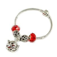 Sier Vine Aromatherapy Perfume Essential Oil Diffuser Bracelet Locket with Lava Stone (Red)