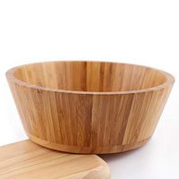 WWSHM Easy For Clean Wooden Natural Retro Kitchen Utensil Bowl Food Container Durable Fruit Salad Bowl