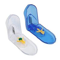 DaSenL 2PCS Tablet Holder Box Case Pill Cutter Crusher Splitter Medicine (Blue + Clear)