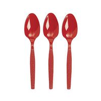 Fun Express - Real Red Plastic Spoons (50pc) - Party Supplies - Solid Tableware - Cutlery - 50 Pieces