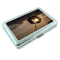 Sun Heart Em1 Hip Silver Cigarette Case Id Holder Metal Wallet 4" X 2.75" RFID Protection