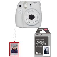 Fujifilm Instax Mini 9 Instant Camera - Smokey White with Holiday Ornament and Mini Monochrome Film