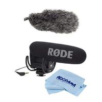 Rode Microphones VideoMic Pro R Cardioid Condenser Microphone with Rycote Lyre Shock Mount for DSLR Cameras - Bundle with Rode Microphones DeadCat VMPR Artificial Fur Wind Shield, Microfiber Cloth