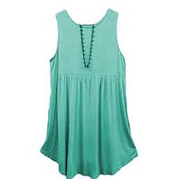 Women's Plus Size Cotton Vest Summer Sleeveless Tank Tops Soft Loose Shirt Blouse Dress Shirt Green