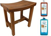 AquaTeak Patented 18" Sumba Lotus Teak Shower Bench & AquaTeak Two-Step Care Kit