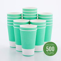 Insulated Paper Coffee Cups - Ripple Wall - Light Green - 16 oz - 500ct Box - MATCHING LIDS SOLD SEPARATELY: RWA0360B, RWA0360W, RWA0328LG, RWA0328GR, RWA0328HP, RWA0283W, RWA0283B