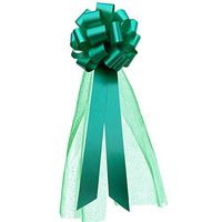 Large Emerald Green Pull Bows with Long Tulle Tails - 9" Wide, Set of 6, Christmas, St. Patrick's Day, Earth Day, Birthday, School Dance, Fundraiser, Spring, Decoration