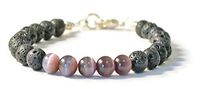 Beads-N-Style Amethyst Cat's Eye & Lava Stone Aromatherapy Bracelet, Essential Oil Diffusing Jewelry (7.0)