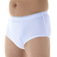 1-Pack Men's Maximum Absorbency Washable Reusable Bladder Control Briefs White 1X (Waist 42-44)