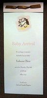 9" x 4" - Baby Announcement Cards with Envelopes- Pink "Cow Jumped Over the Moon" with Brown Ribbon Accent (12ct)
