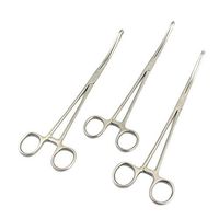 LAJA IMPORTS 3 PCS Stainless Steel Spong Holding Forceps 9.5" Serrated Curved Economy Grade
