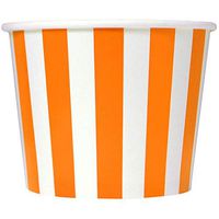 Orange Paper Ice Cream Cups - 16 oz Striped Disposable Bowls - Comes in Many Colors - Frozen Dessert Supplies - 1,000 Count