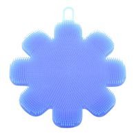 Auwer Silicone Dish Washing, Flower Shaped Silicone Dishwashing Cleaning Sponge Brush Towel Scrubber Multipurpose Tool for Kitchen Wash Pot Pan Dish Bowl/Wash Fruit and Vegetables (Blue)