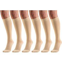 30-40 mmHg Compression Stockings for Men and Women, Knee High Length, Closed Toe Beige 2X-Large (6 Pairs)