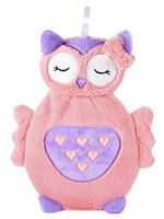 Slumberz 750ml 3D Owl Hot Water Bottles with Soft Plush Cover, Pink