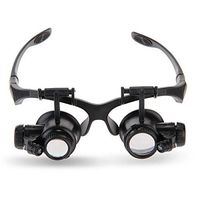 Tinksky 10X 15X 20X 25X LED Illuminated Double Eye Jeweler Watch Repair Magnifying Glasses Loupe Magnifier Kit (Black)