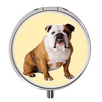 Pill Case - Compact 3 Compartment Medicine Organizer, Customized Round Pill Box for Pocket Traveling and Daily Needs - Bulldog