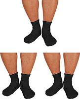3 Pairs Pack Men's Physicians Approved Quarter Ankle Diabetic Cotton Socks (Black, Men's 10-13/ Fits Men's Shoe Size 7-12)