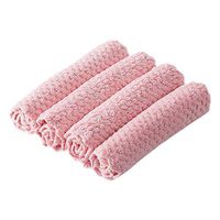 Ecurson Coral Velvet Cleaning Cloth,Multifunctional Washable Reusable Lint-Free Nonstick Oil Cleaning Rag,Fluffy Thicken Grid Dish Cloths for Kitchen Washing Pot Cooktop,4 PCs