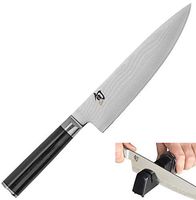 Shun DM0706 Classic Stainless-Steel Chef's Knife, 8-Inch & Kai Diamond and Ceramic Retractable Knife Sharpener (Bundle)
