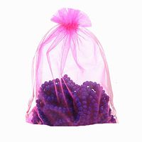 MELUOGE 100pcs 5X7 Inches Organza Drawstring Jewelry Pouches Bags Party Wedding Favor Gift Bags Candy Bags (Hot Pink)