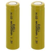 2x Exell AA 1.2V 1000mAh NiCD Flat Top Rechargeable Batteries for meters, radios, hybrid automobiles, high power static applications (Telecoms, UPS and Smart grid), radio controlled devices