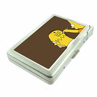 Insert Brain Here Em1 Hip Silver Cigarette Case With Built In Lighter 4.75" X 2.75" Id Holder Metal Wallet RFID Protection