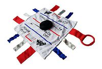 Baby Sensory, Educational & Teething Closed Ribbon Tag Lovey Blanket with Security Plush: 10"X10" (Hockey)