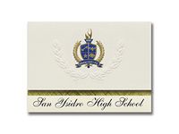 Signature Announcements San Ysidro High School (San Diego, CA) Graduation Announcements, Presidential style, Basic package of 25 with Gold & Blue Metallic Foil seal