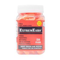 ExtremEars Premium Comfortable Soft Foam Earplugs - Snore Blocker, Sportsman, Yardwork Addition - NRR 32 Decibels - 50 Pair Value Pack With Twist Open Container