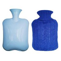 Transcon Hot Water Bottle with Fleece Cover - 1.8 Liter Classic hot Water Bag with Knitted Cover for Cramps and Pain Relief (Blue,1.8 Liter)