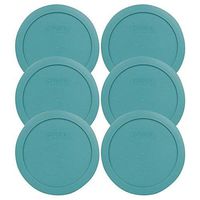 Pyrex 7201-PC 4 Cup Round Turquoise Plastic Food Storage Lid- 6 Pack (container not included)
