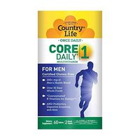 Country Life Core Daily-1, 6-in-1 Vegetarian Mens Multivitamins with Coenzymated B Vitamins for Energy, Immune Support, Over 30 Raw Whole Foods, 60 Tablets
