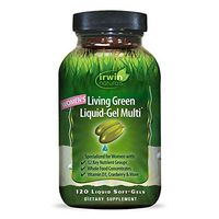 Irwin Naturals Women's Living Green Liquid-Gel Multi Vitamin - 70 Essential Nutrients, Full-Spectrum Vitamins, Wholefood Blend - Targeted Adrenal & Brain Support - 120 Liquid Softgels