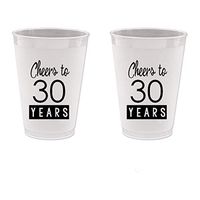 30th Birthday Frost Flex Plastic Cups - Cheers to 30 Years (10 cups)