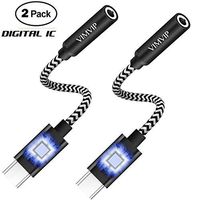 USB C/Type C to 3.5mm Audio Headphone Jack Adapter, VIMVIP [2 Pack] Braided USB-C Male to 3.5mm Female Aux Microphone Connector for Moto Z/Z2, Google Pixel 2/XL, LG, HTC, Galaxy Note 8/S8 (White)