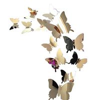 🍀Libobo🍀12pcs Wall Stickers Decal Butterflies 3D Mirror Wall Art Home Decors
