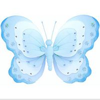 Hanging Butterfly Medium 10" Blue White Triple Layered Nylon Mesh Butterflies Decorations Decorate Baby Nursery Bedroom Girls Room Ceiling Wall Decor Wedding Birthday Party Baby Shower Bathroom Kid