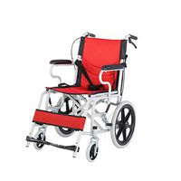 NADAENW Lightweight Foldable Carbon Steel Wheelchair Portable Transit Travel Chair Lightweight Handbrake,Red
