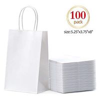Quanyong Kraft Paper Bags 50Pcs 5.25 x3.75 x8 inchs Shopping Bag, Kraft Bags, Party Bags, Paper Bags with Handles (White)