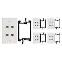 Buyer's Point 4 Port Cat6 Wall Plate, Female-Female White with Single Gang Low Voltage Mounting Bracket Device (5, 4 Port)