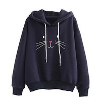 Kemilove 2018 Women Autumn Long Sleeve Cat Printing Hooded Sweatshirt Blouse Tops Sweatshirt