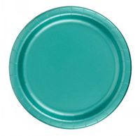 240 Teal (10 Pks of 24) 7 Inch Wax Coated Plain Solid Color Dessert Cake Paper Plates
