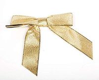 7/8" Metallic Gold Pre-Tied Bow (100 Pieces) - CB-BOW7MG