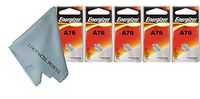 5 Energizer A76 LR44 1.55V Button Cell Alkaline Batteries (Individually Packaged Each with Retail Hanging Tab)