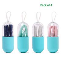 Gizhome Silicone Collapsible Straws, Folding Travel Drinking Straws 10" Portable Straws with 4 Cleaning Brushes and 4 Carrying Case