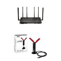 ASUS RT-AC3200 Wireless-AC3200 Tri-Band Wireless Gigabit Router and USB-AC68 Dual-Band AC1900 USB 3.0 Wi-Fi Adapter with Included Cradle Bundle