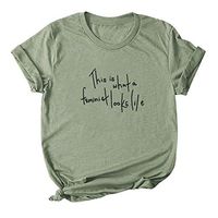 Xia&Han Women's Casual Tee Cute Graphic Print T Shirts Round Neck Short Sleeve Plus Size Tunic Tops Blouse Army Green