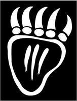 Just For Fun White - 6 x 4.35 Bear Paw Claw Aztec Vinyl Die Cut Decal Bumper Sticker, Native American, Windows, Cars, Trucks, laptops, etc