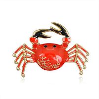 Lovely Red Crab Enamel Brooch Scarf Lapel Pin Fashion Jewelry Gift Novelty Aesthetic Beauty Party Girls Jewerly Design Style Accesories Styling Cute Prom